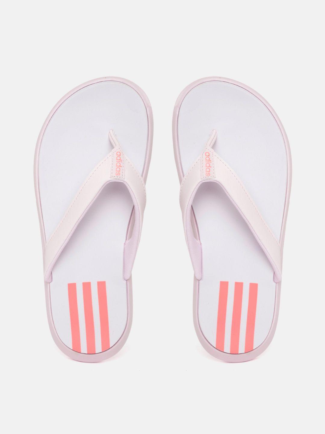 adidas women pink solid thong flip-flops