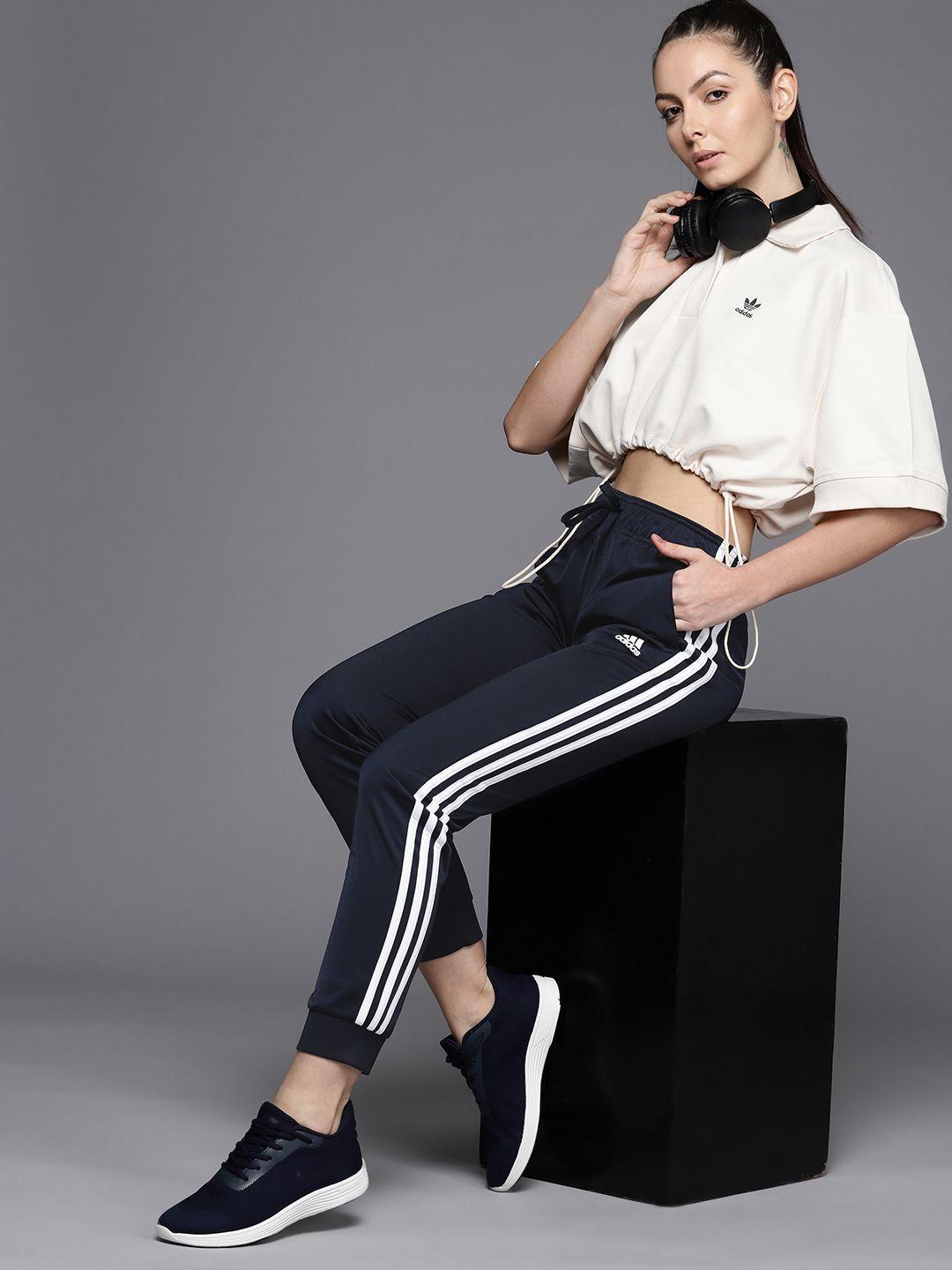 adidas women primegreen essentials warm-up slim tapered 3-stripes track pants