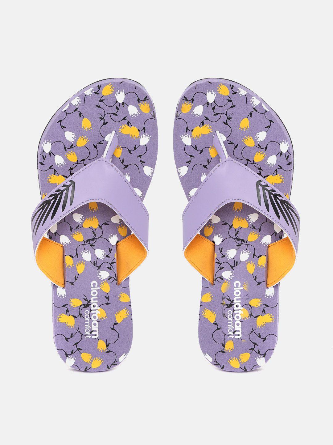 adidas women purple & black leaf print thong flip-flops