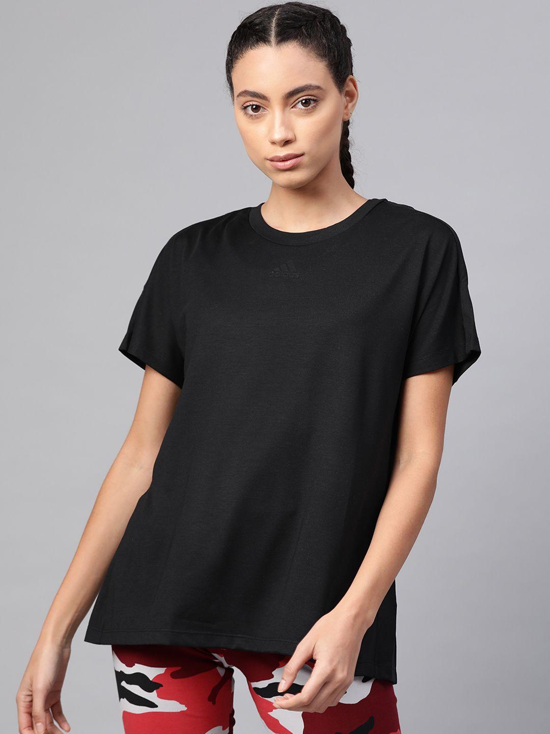 adidas women solid pleated t-shirt