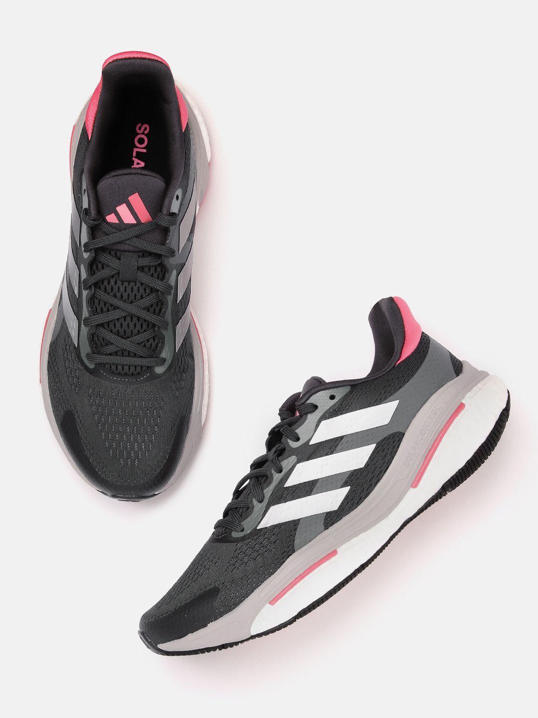 adidas women woven design solar control 2 running shoes with striped detail