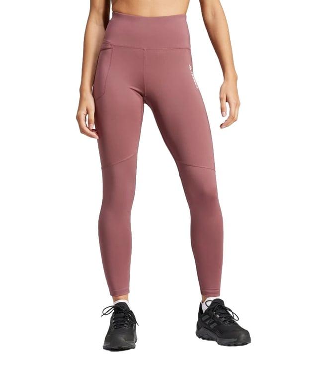 adidas womens burgundy w mt hiking tights