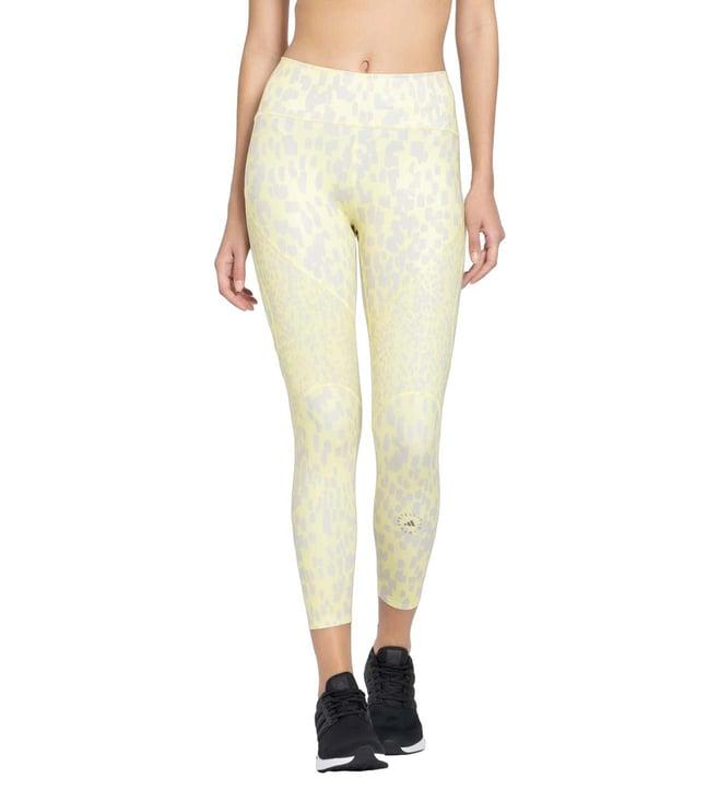 adidas yellow printed fitted tights