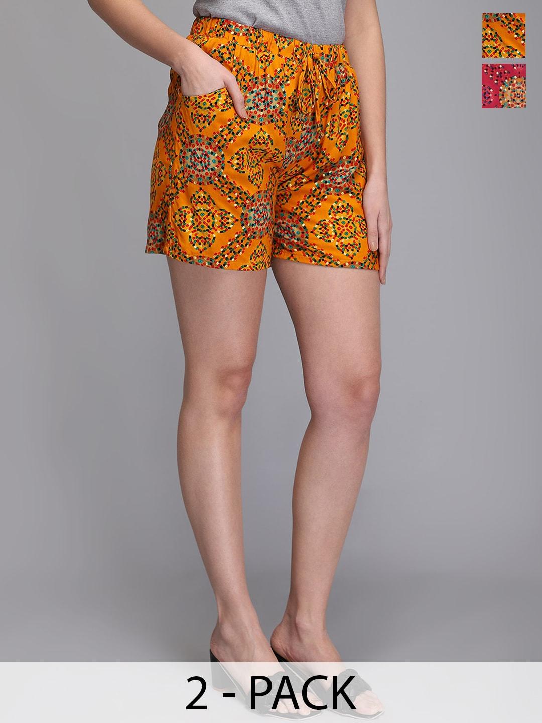 aditi wasan women pack of 2 floral printed shorts