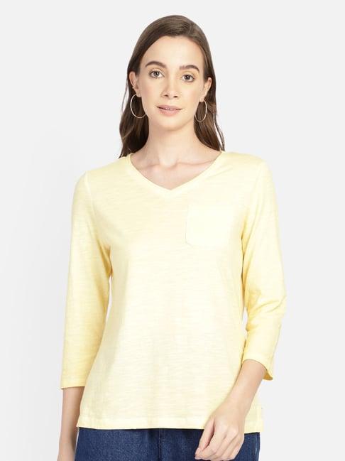 aditi wasan yellow cotton t-shirt