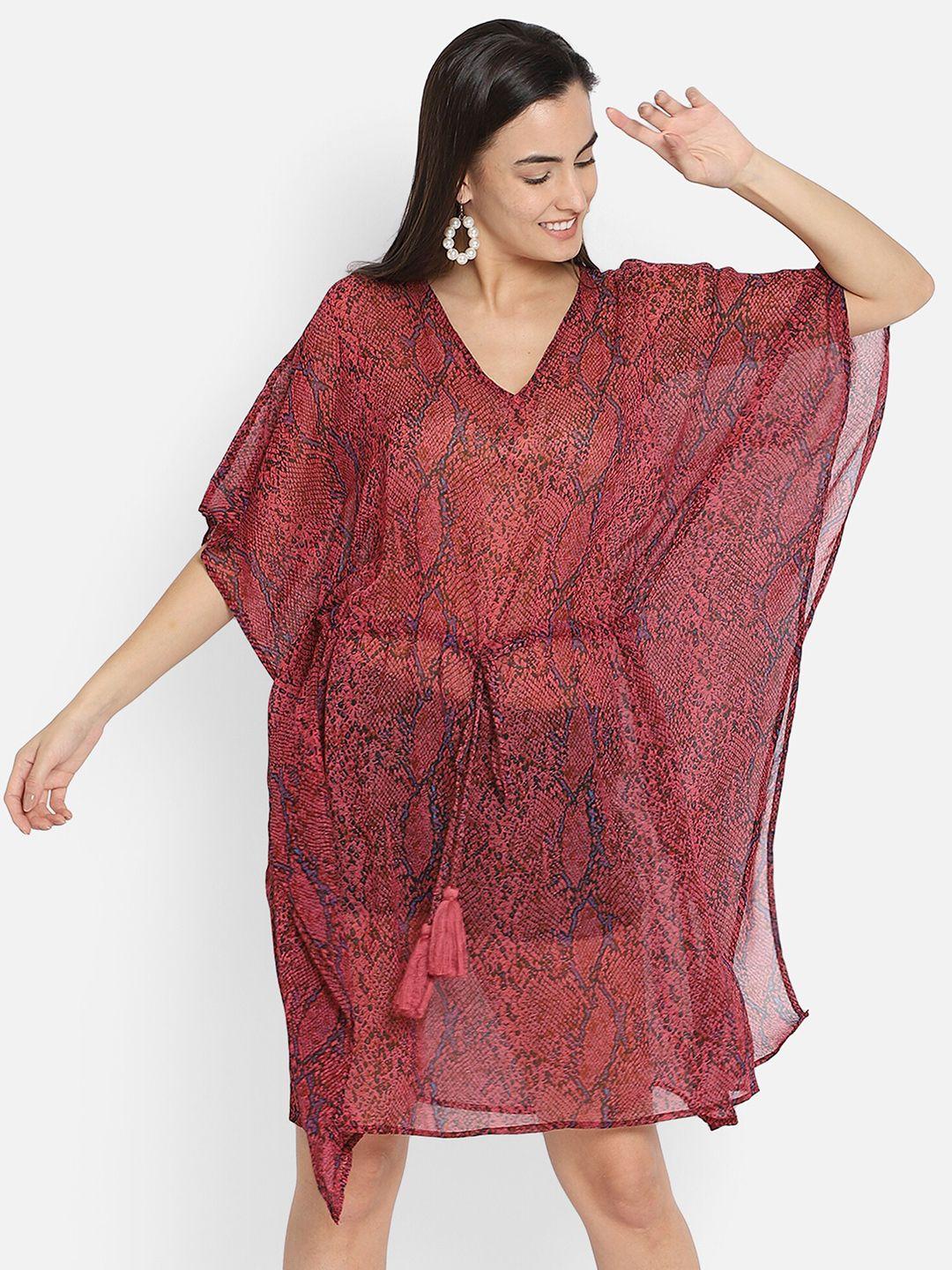 aditi wasan animal printed chiffon kaftan dress