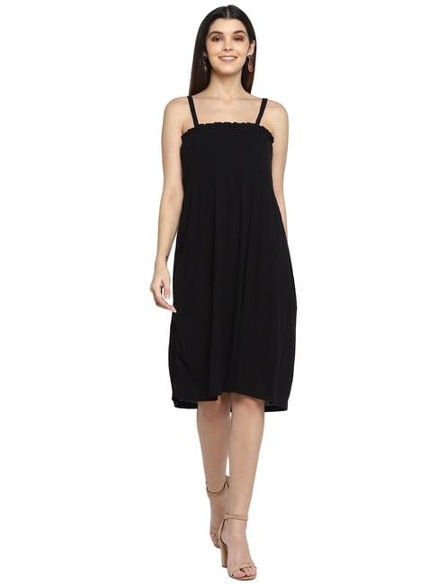 aditi wasan black empire-line dress