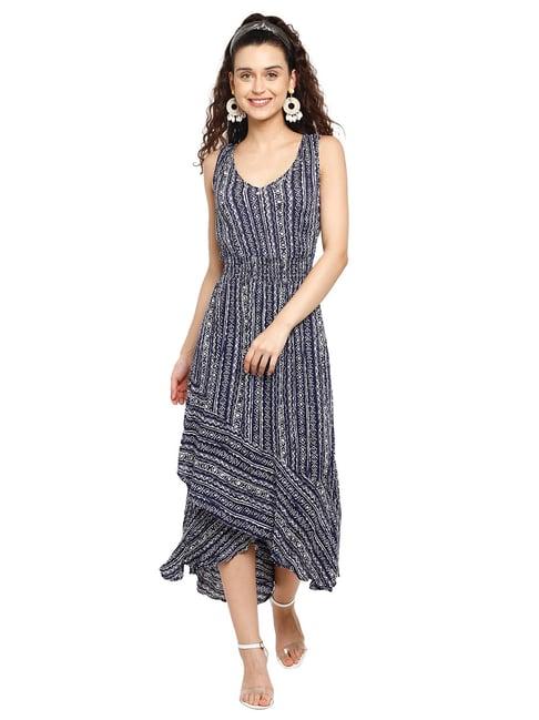 aditi wasan blue printed high-low dress