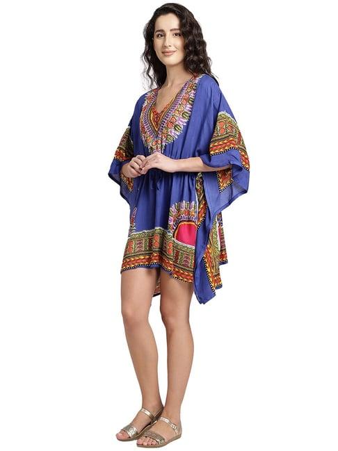 aditi wasan blue printed kaftan dress