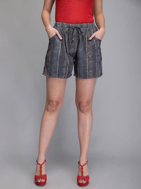 aditi wasan blue printed shorts