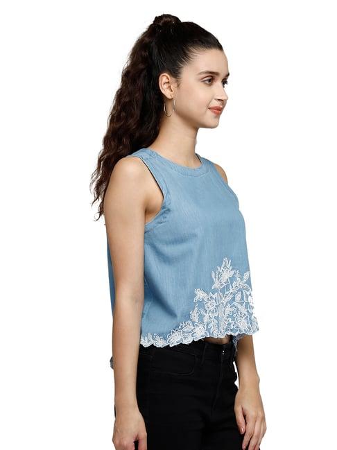 aditi wasan blue printed top