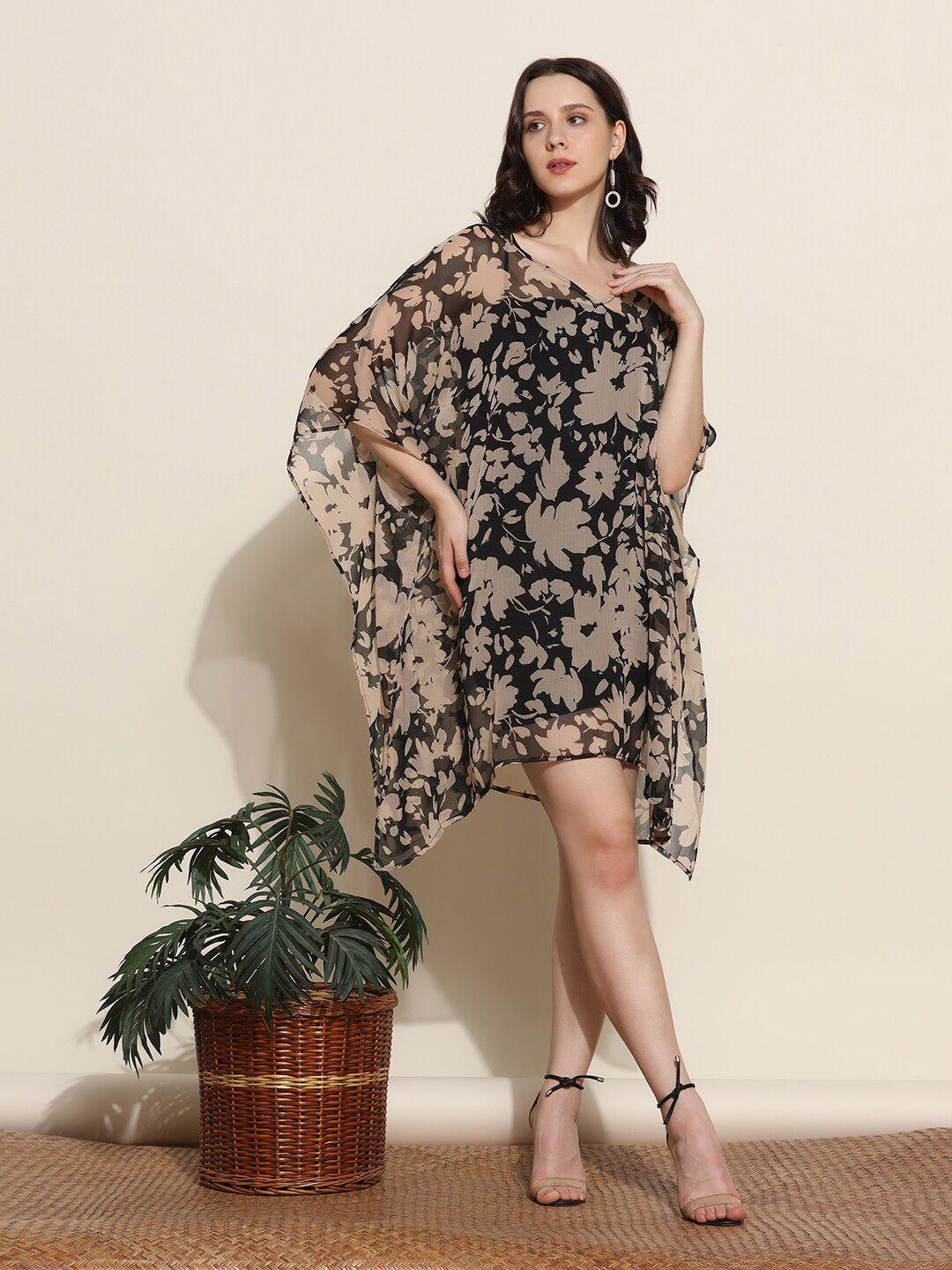 aditi wasan floral printed kimono sleeves kaftan dress