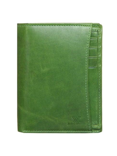 aditi wasan green leather bi-fold wallet for men