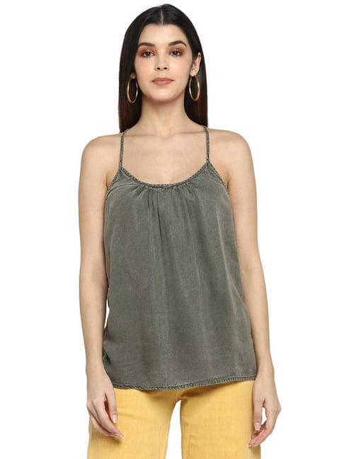 aditi wasan grey scoop neck top