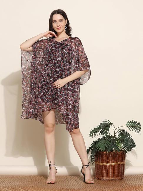 aditi wasan multicolor floral print kaftan dress