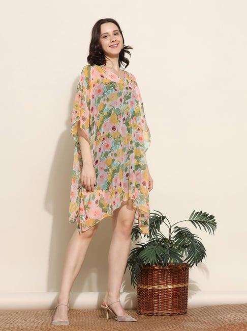 aditi wasan multicolor floral print kaftan dress