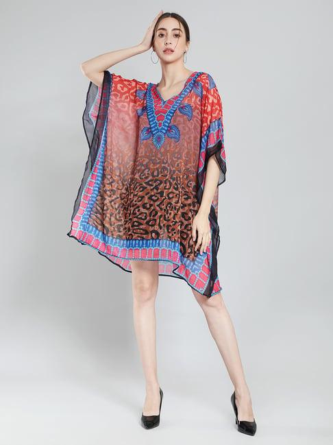 aditi wasan multicolor printed kaftan dress