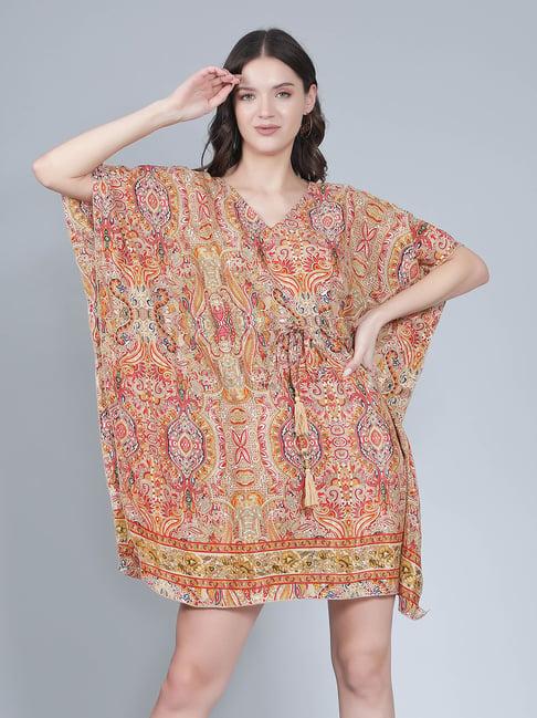 aditi wasan multicolor printed kaftan dress