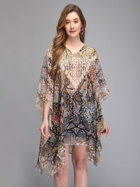 aditi wasan multicolor printed kaftan dress