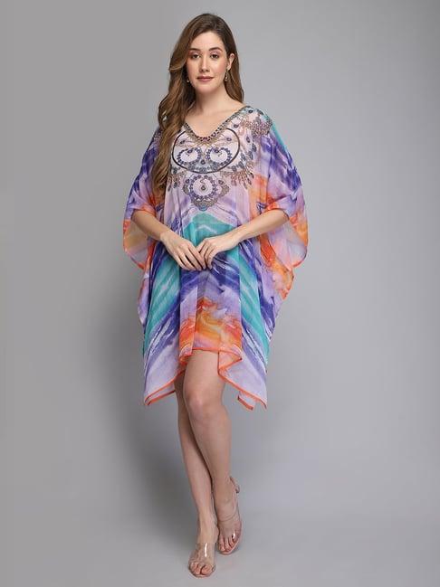 aditi wasan multicolor printed kaftan dress