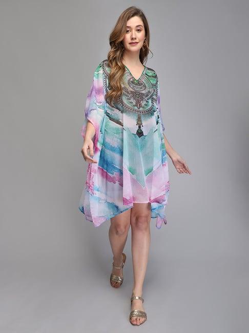 aditi wasan multicolor printed kaftan dress