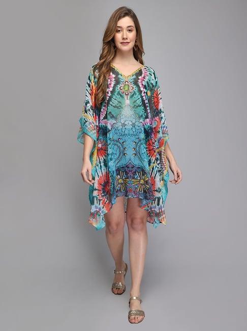 aditi wasan multicolor printed kaftan dress