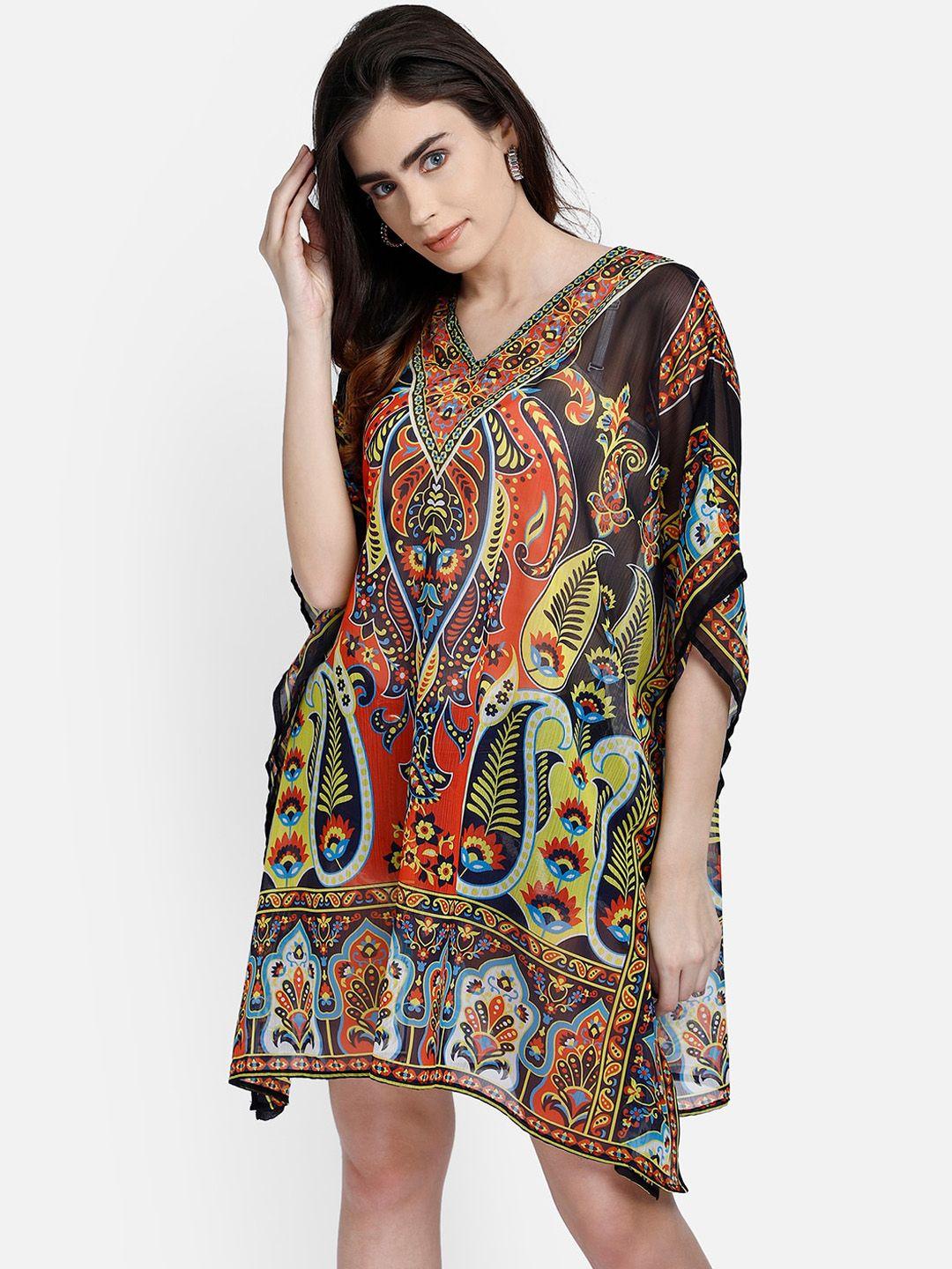 aditi wasan multicoloured ethnic motifs kaftan dress