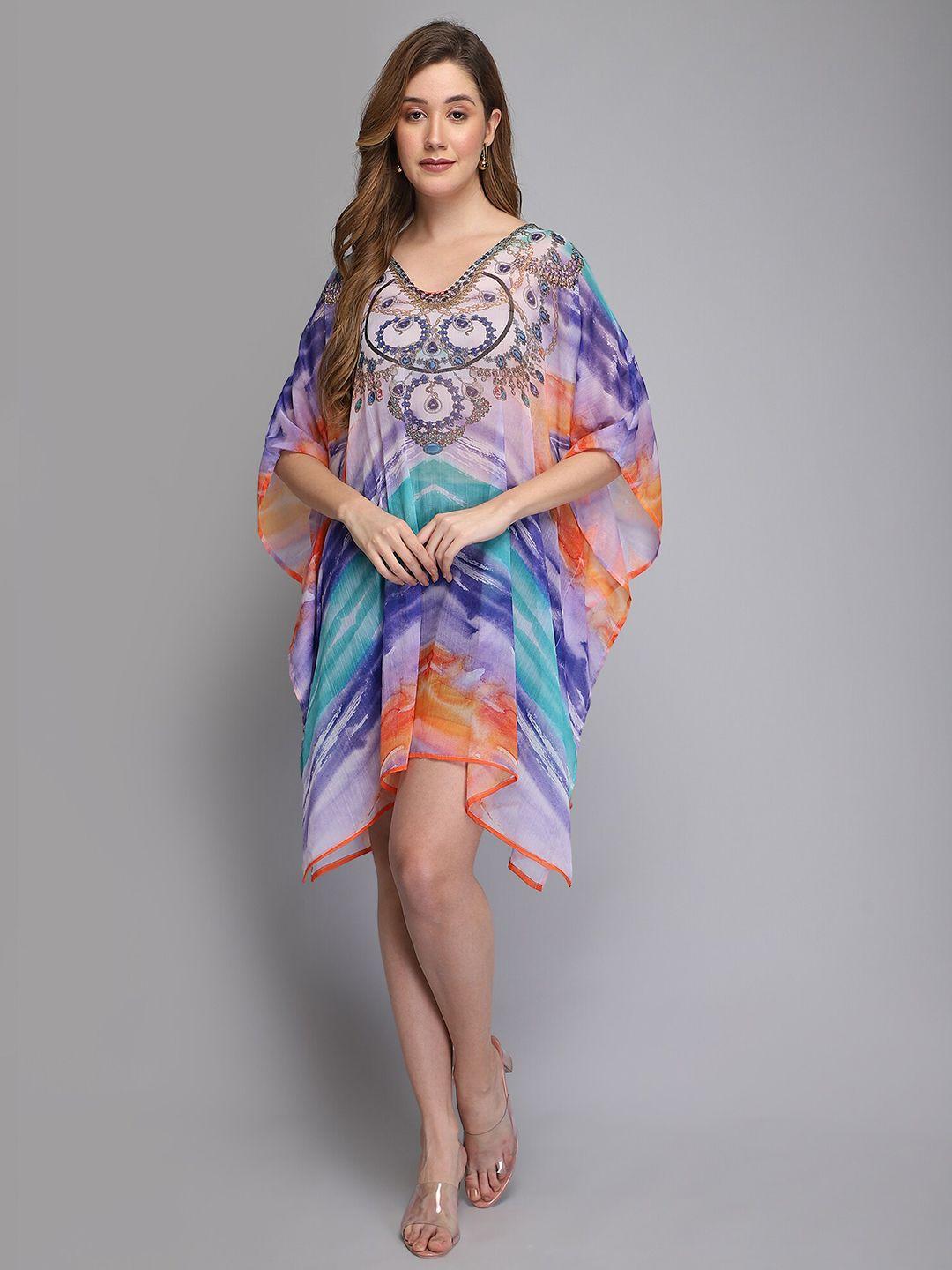 aditi wasan multicoloured printed kaftan dress