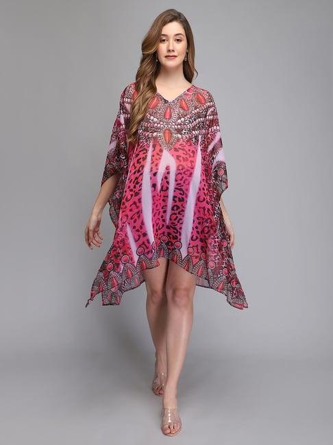 aditi wasan pink printed kaftan dress