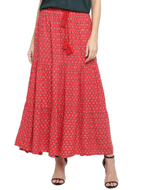 aditi wasan red printed peplum skirt