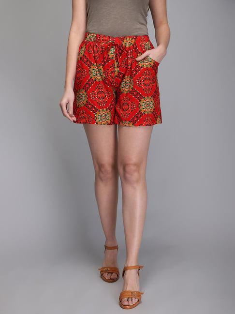 aditi wasan red printed shorts