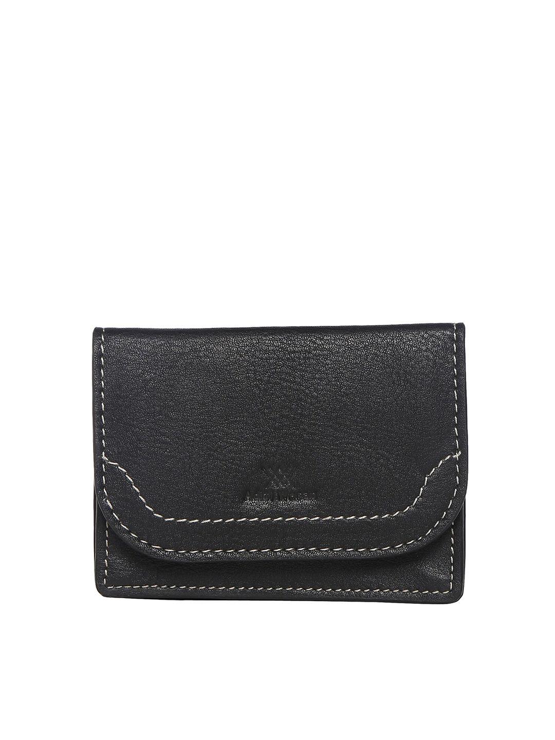 aditi wasan unisex black textured genuine leather card holder