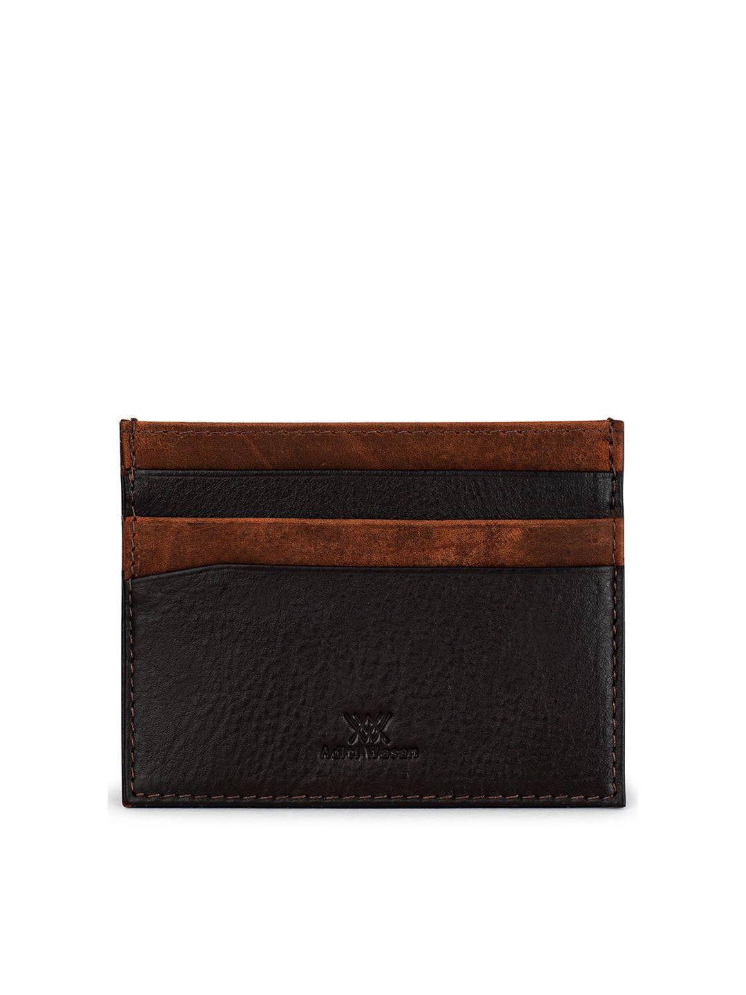 aditi wasan unisex brown leather card holder