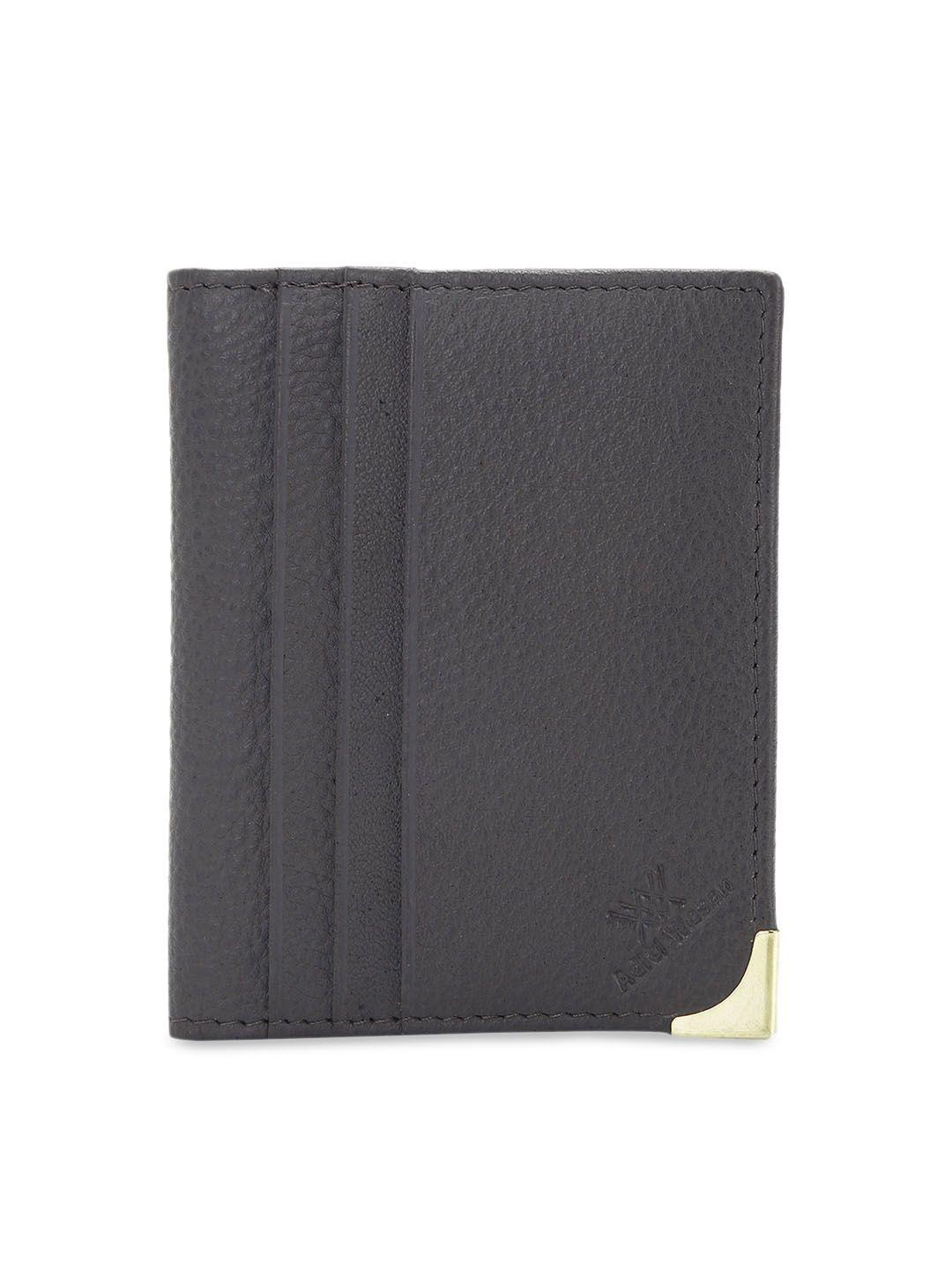 aditi wasan unisex grey solid leather card holder
