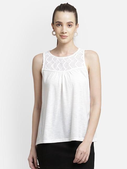 aditi wasan white lace tank top