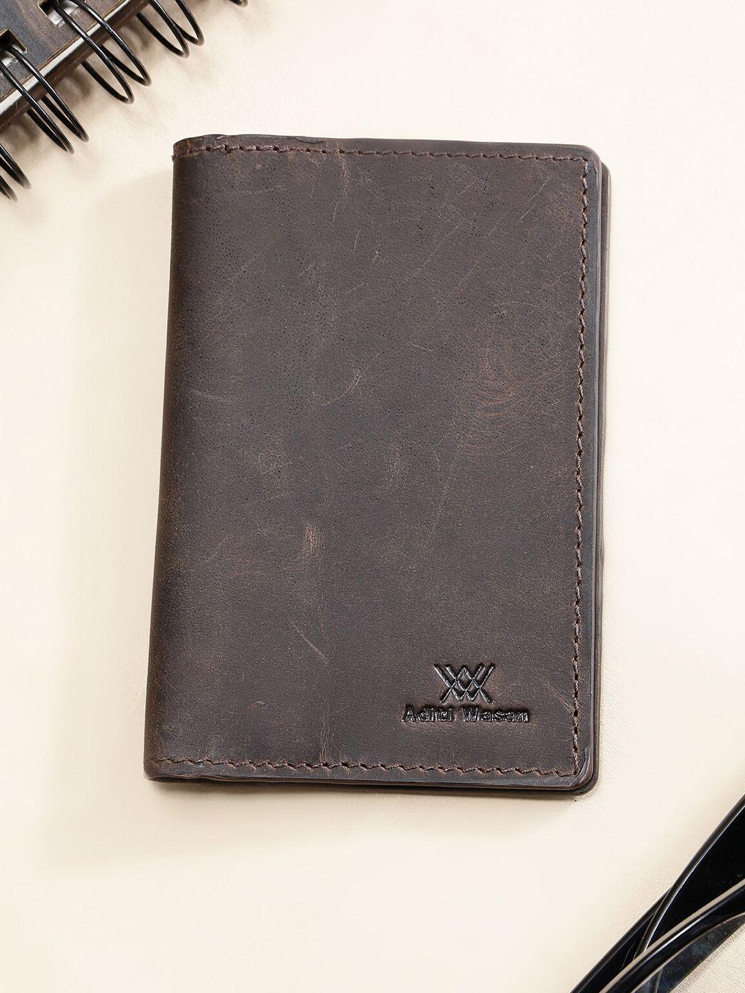 aditi wasan women brown leather two fold wallet