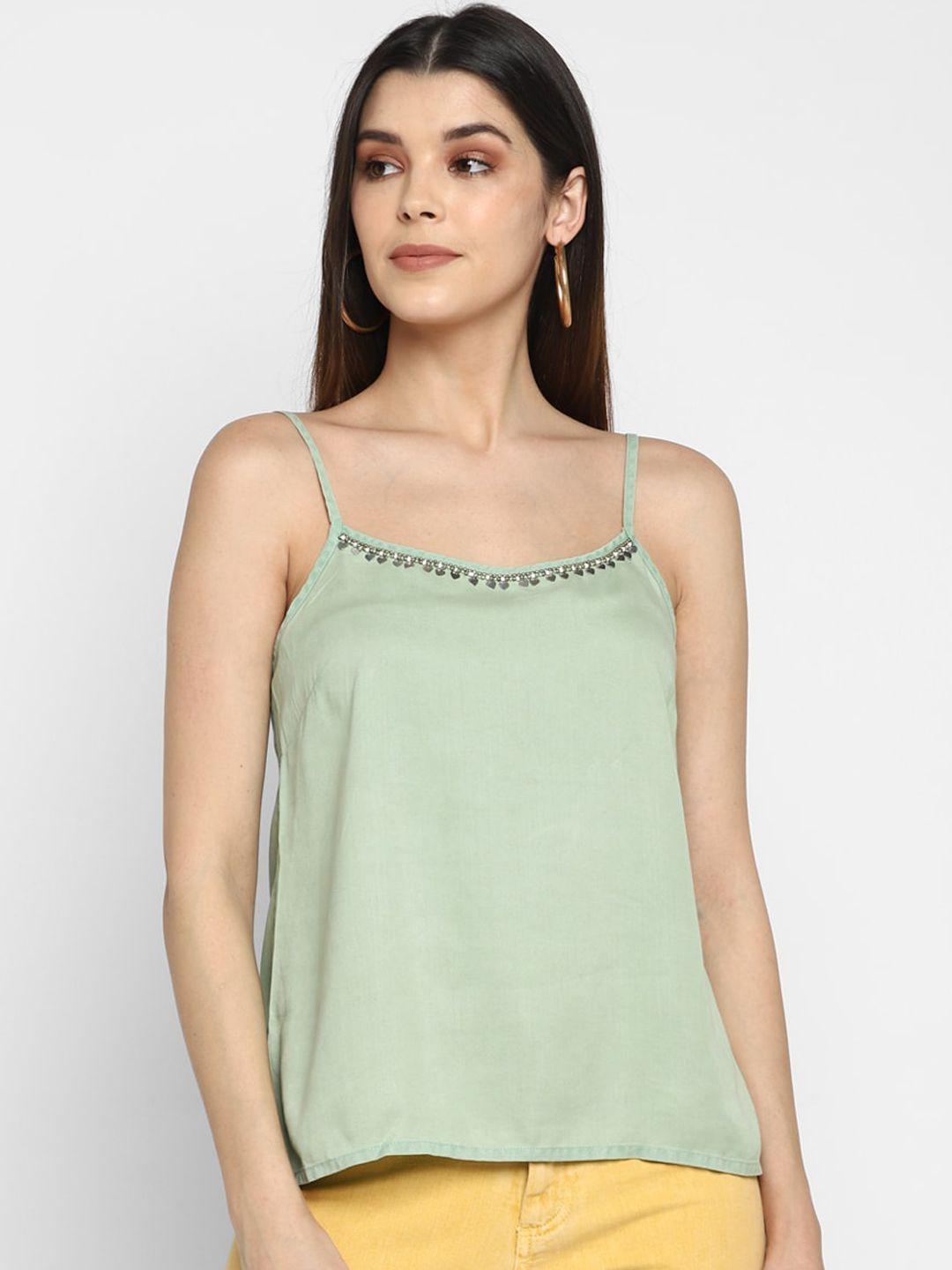 aditi wasan women green solid top