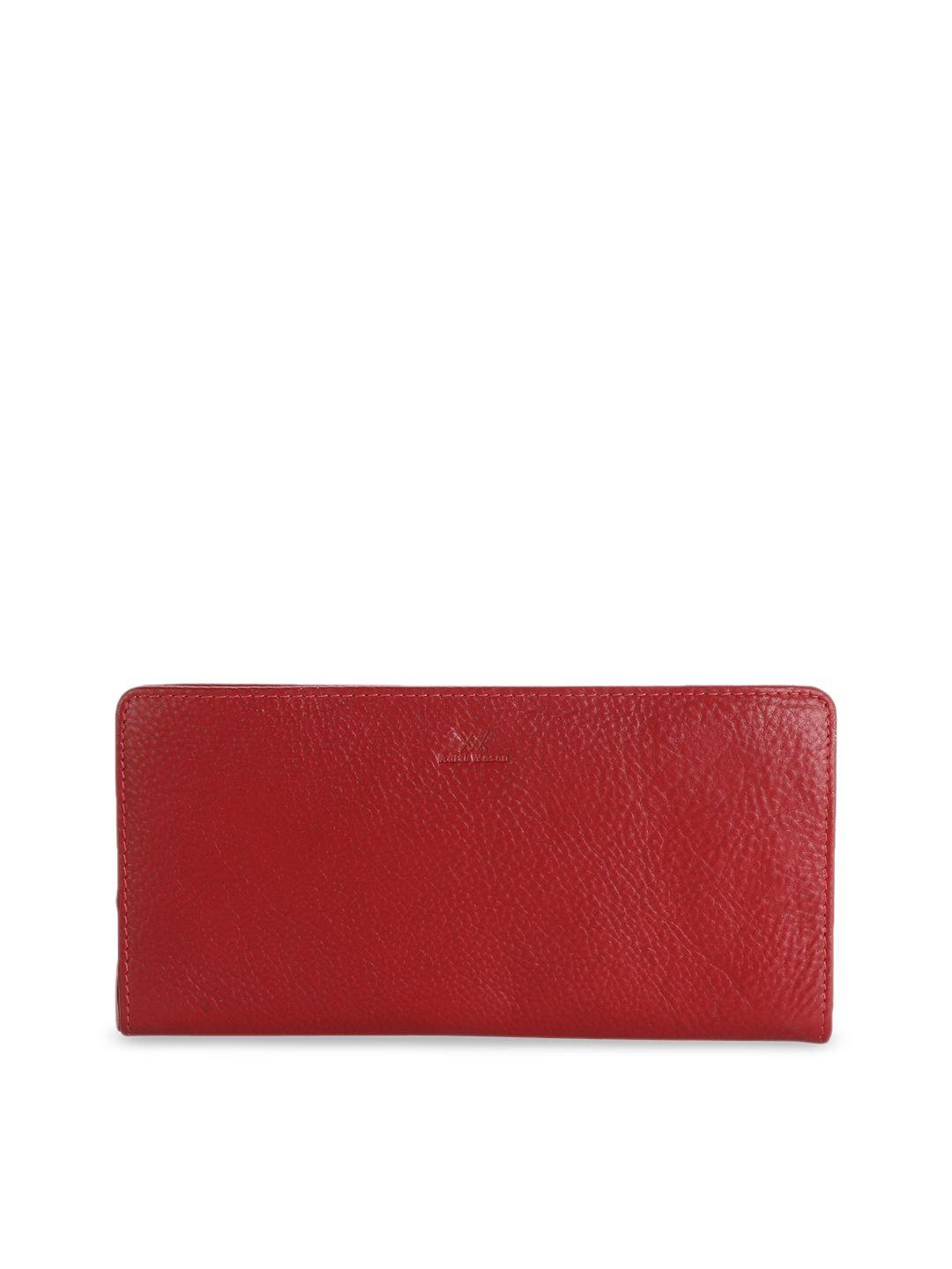 aditi wasan women maroon solid genuine leather zip around wallet