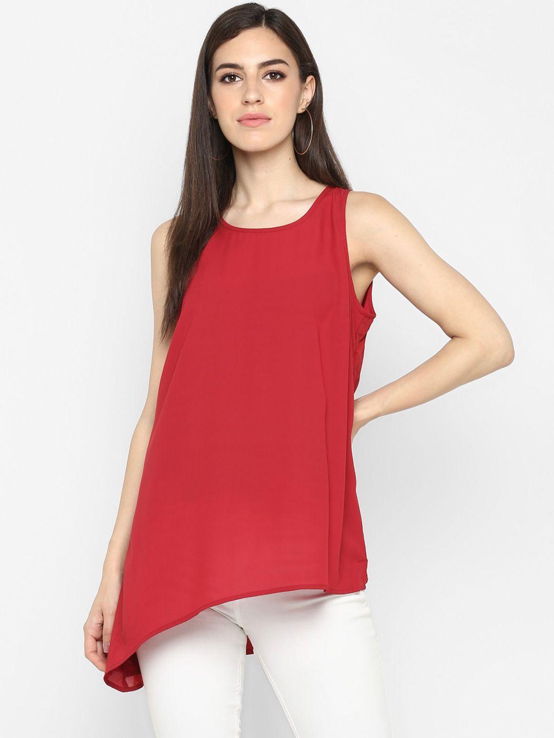 aditi wasan women red solid high-low top