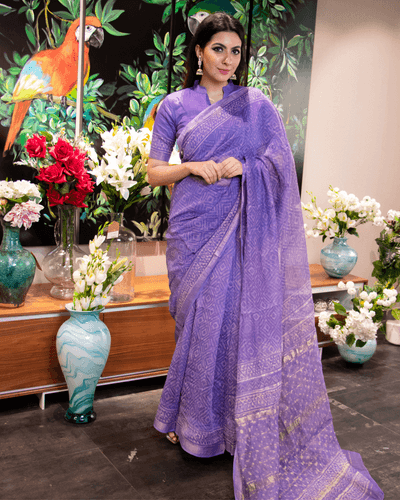 adiva handblock chanderi silk saree