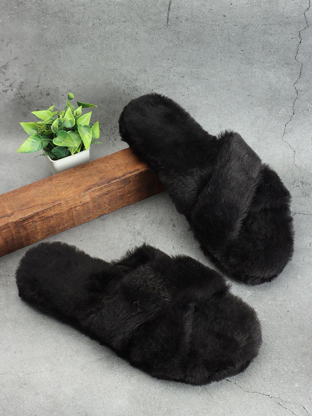 adiver self design fur room slippers