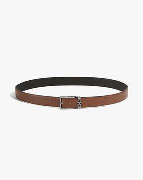 adjustable reversible gancini leather belt