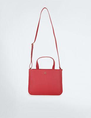 adjustable strap textured satchel bag