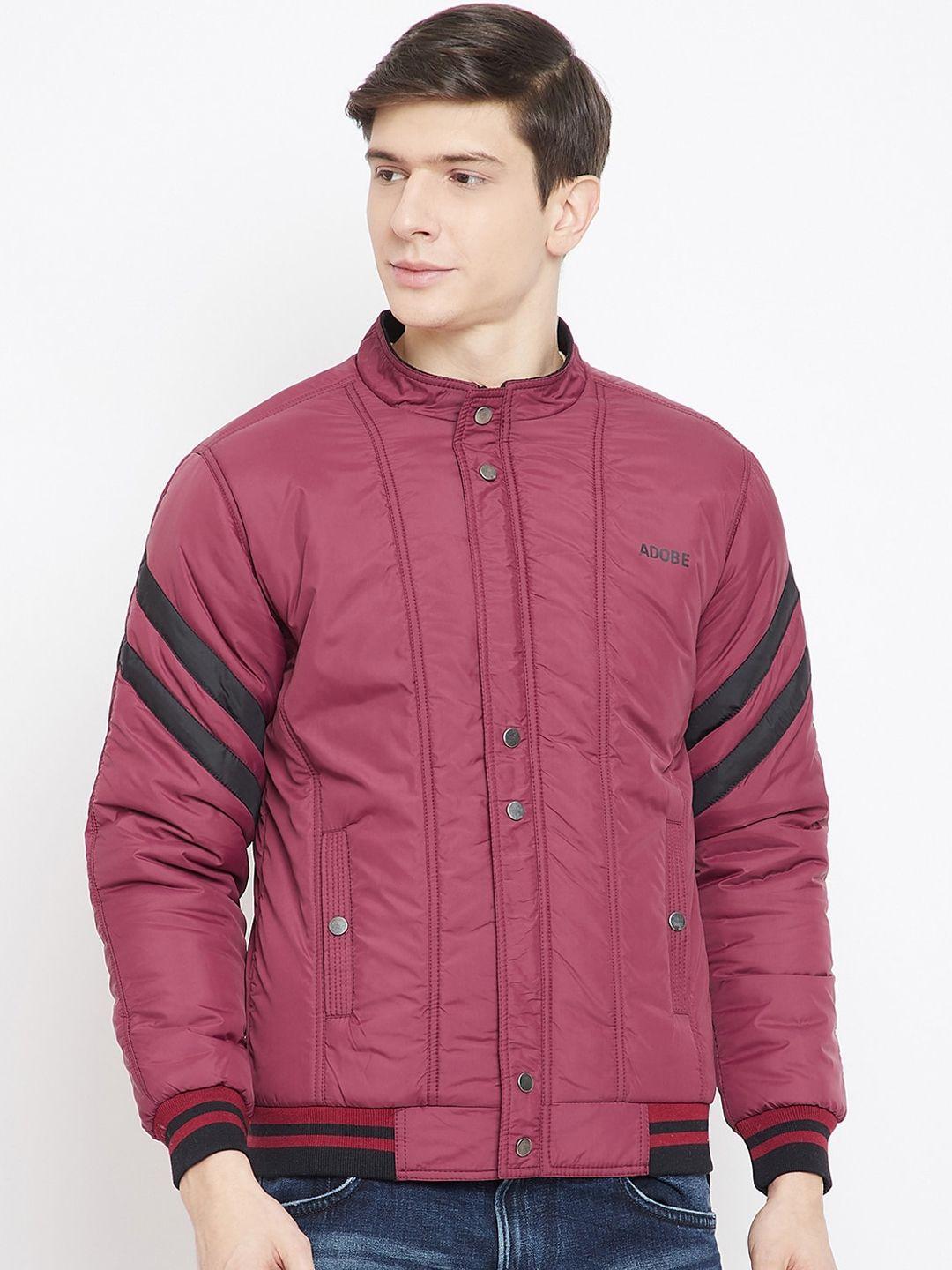 adobe men burgundy solid lightweight puffer jacket