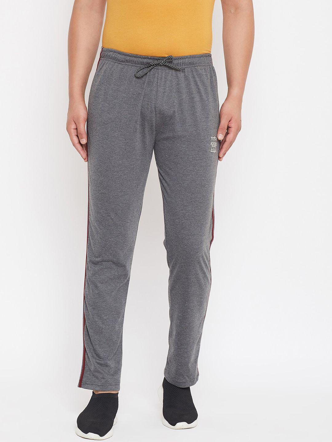 adobe men charcoal grey solid straight-fit track pants