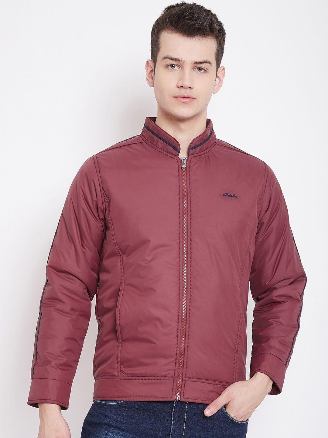 adobe men maroon solid lightweight padded jacket