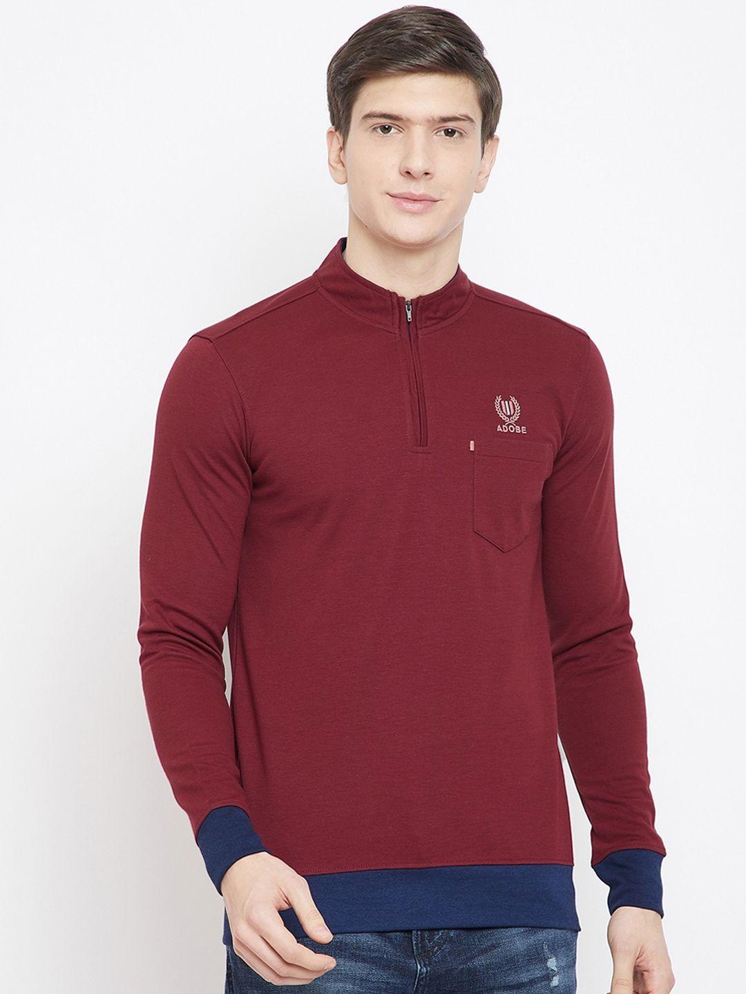 adobe-men-maroon-solid-sweatshirt