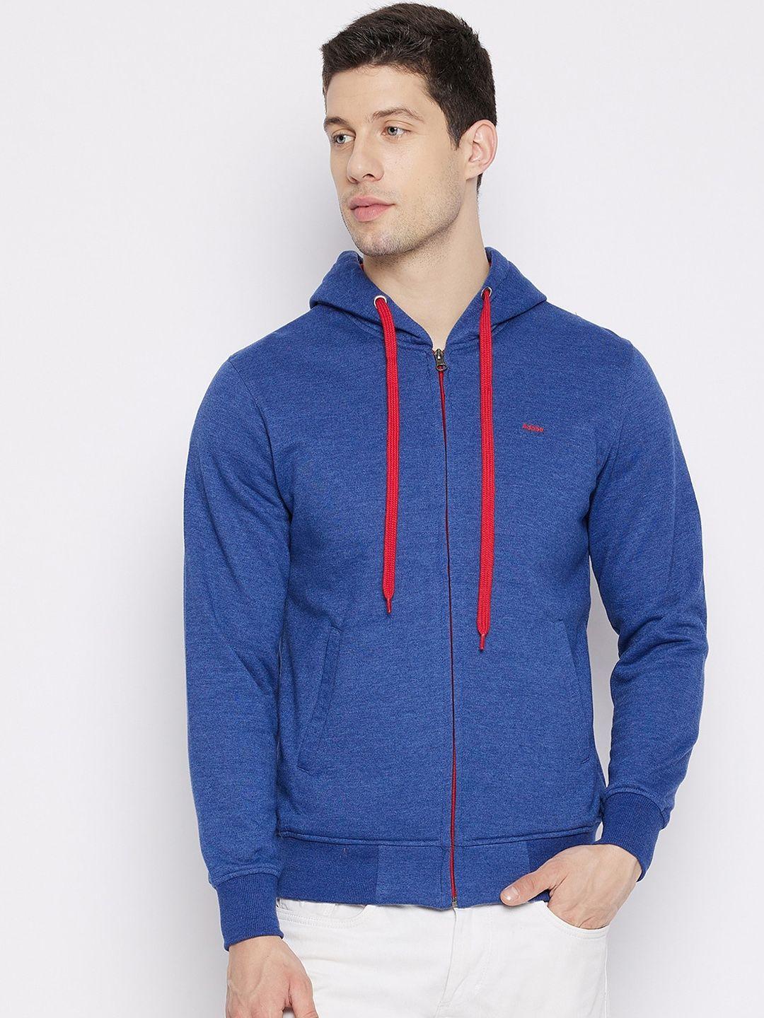 adobe men blue hooded cotton sweatshirt