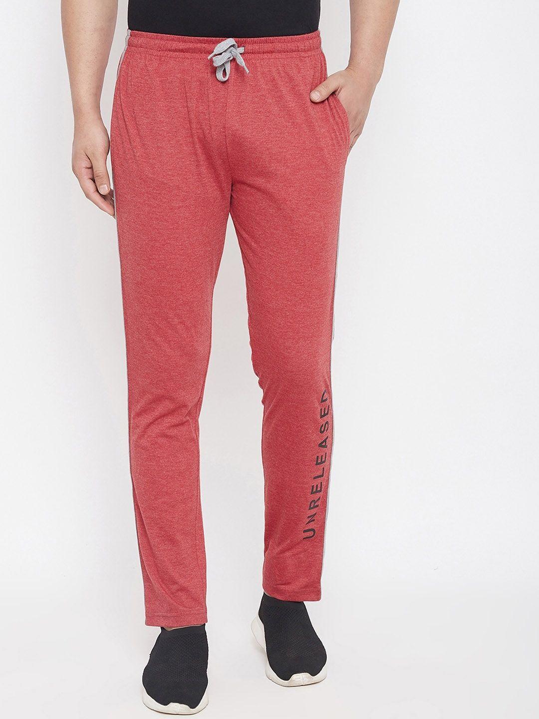 adobe men coral pink solid straight-fit track pants