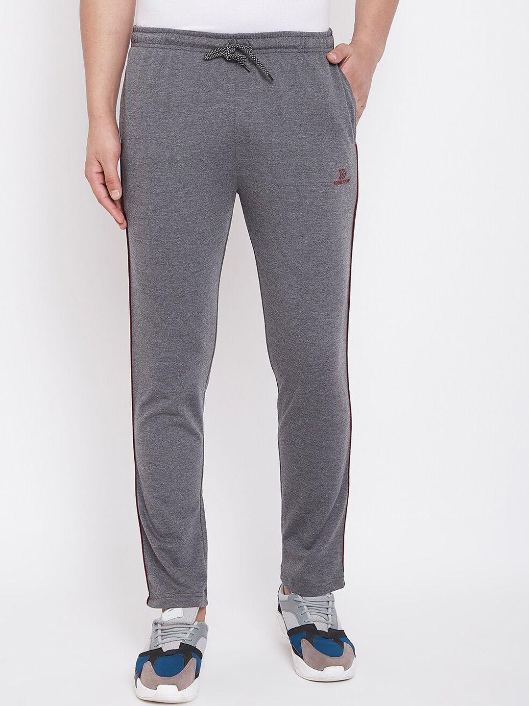 adobe men grey-melange solid straight-fit track pants